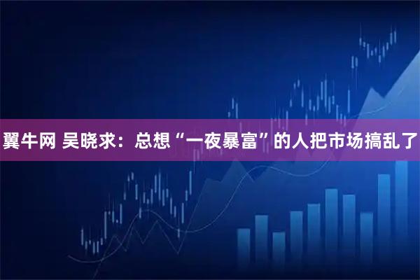 翼牛网 吴晓求：总想“一夜暴富”的人把市场搞乱了